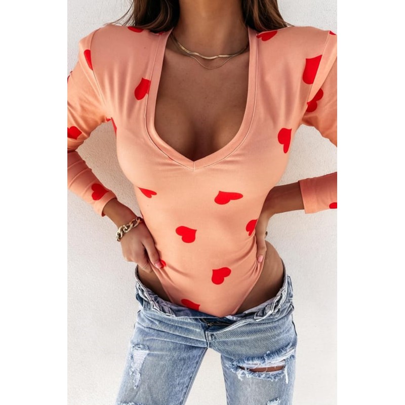 Body dama bumbac cu imprimeu Hearts 9588