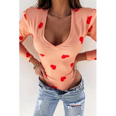 Body dama bumbac cu imprimeu Hearts 9588