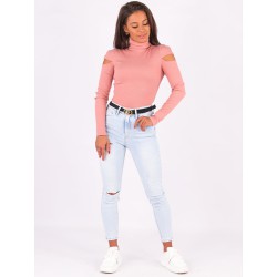 Bluza dama bumbac tetra cu decupaj in dreptul umarului 1078