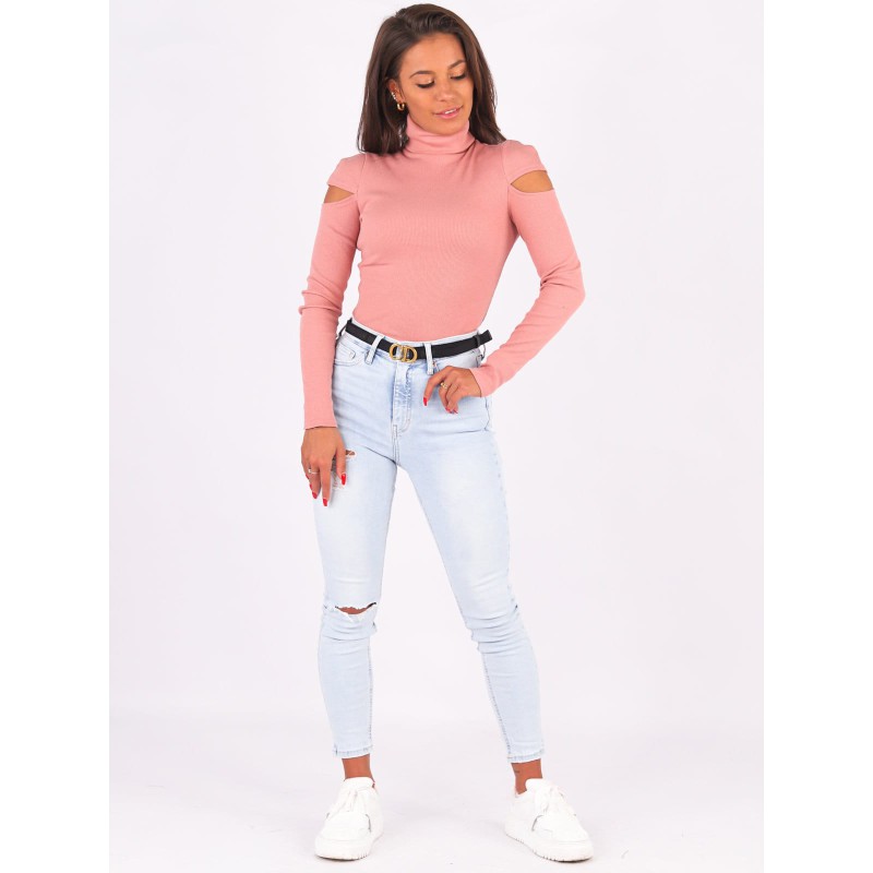 Bluza dama bumbac tetra cu decupaj in dreptul umarului 1078