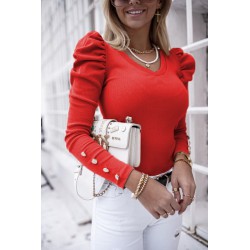 Bluza dama bumbac tetra cu umeri bufanti 9307