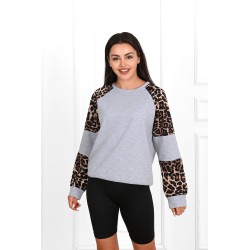 Bluza dama bumbac gri animal print 1361-23