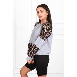Bluza dama bumbac gri animal print 1361-23