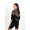 Bluza dama bumbac neagra animal print 1362-23