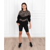 Bluza dama bumbac neagra animal print 1362-23