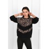 Bluza dama bumbac neagra animal print 1362-23