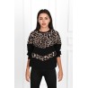 Bluza dama bumbac neagra animal print 1362-23