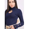 Bluza dama bumbac tetra cu decupaj oval 9372
