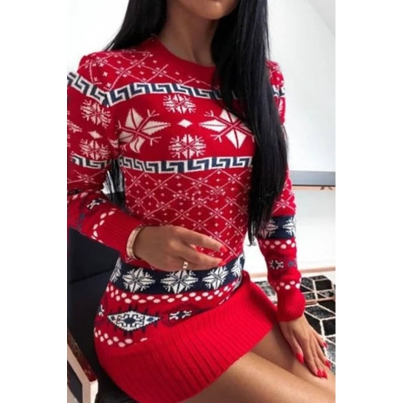 Rochie dama tricotata de Craciun 2070