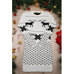 Rochie dama tricotata cu imprimeu de Craciun 2066