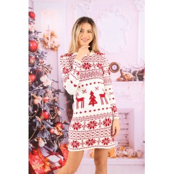 Rochie dama tricotata cu imprimeu de Craciun 2067