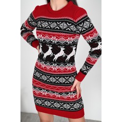 Rochie dama tricotata cu imprimeu de Craciun 2065