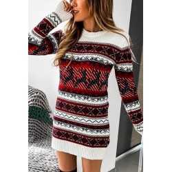 Rochie dama tricotata cu imprimeu de Craciun 2065