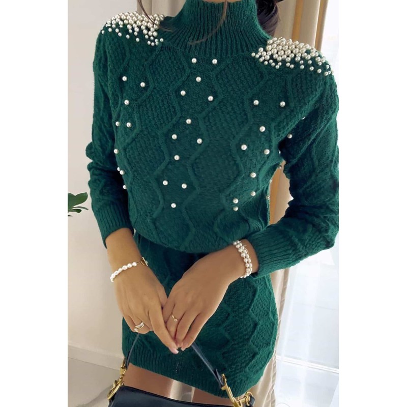 Rochie dama tricotata cu perle 2096