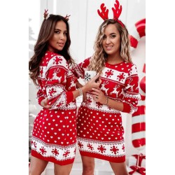Rochie dama tricotata cu imprimeu de Craciun 2068