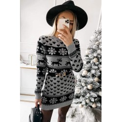 Rochie dama tricotata cu imprimeu de Craciun 2068