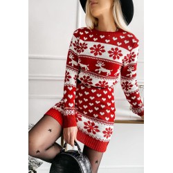 Rochie dama tricotata cu imprimeu de Craciun 2068
