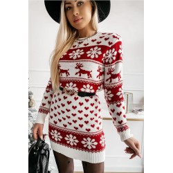 Rochie dama tricotata cu imprimeu de Craciun 2068