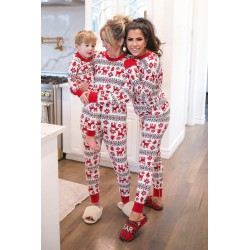 Pijama dama bumbac cu imprimeu white 9385-6