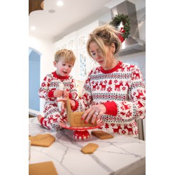 Pijama dama bumbac cu imprimeu white 9385-6