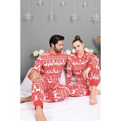 Pijama dama bumbac cu imprimeu Red 9385-5