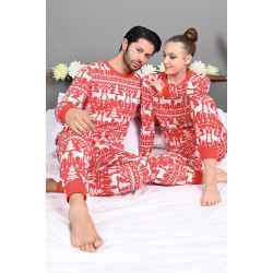 Pijama dama bumbac cu imprimeu Red 9385-5