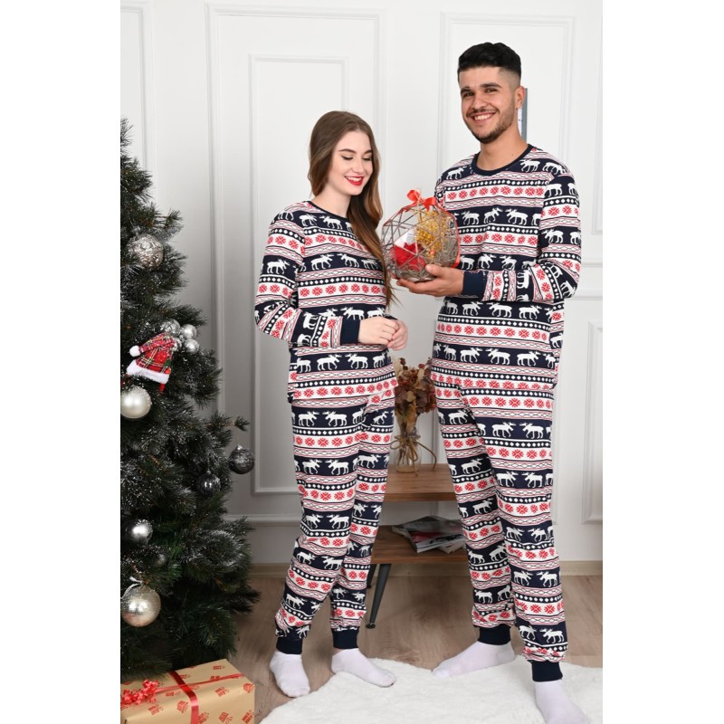 Pijama dama bumbac cu imprimeu festiv Reindeers 9385-12