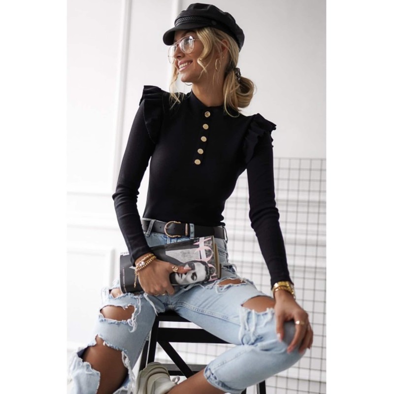 Bluza dama bumbac tetra cu volane 9391-2