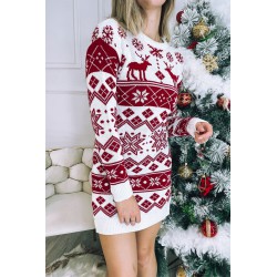 Rochie dama tricotata cu imprimeu de Craciun 2069