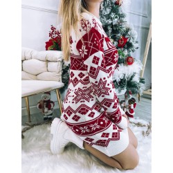 Rochie dama tricotata cu imprimeu de Craciun 2069
