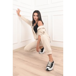 Trening dama bumbac vatuit cu fermoar si gluga 3473