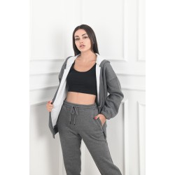 Trening dama bumbac vatuit cu fermoar si gluga 3473