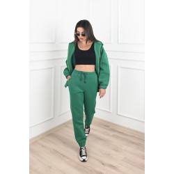 Trening dama bumbac vatuit cu fermoar si gluga 3473