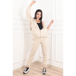 Trening dama bumbac vatuit cu fermoar si gluga 3473
