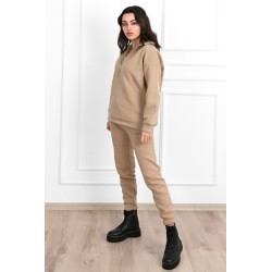 Trening dama bumbac vatuit cu fermoar si gluga 3614