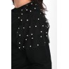 Bluza dama bumbac cu tull si perle 9153-23