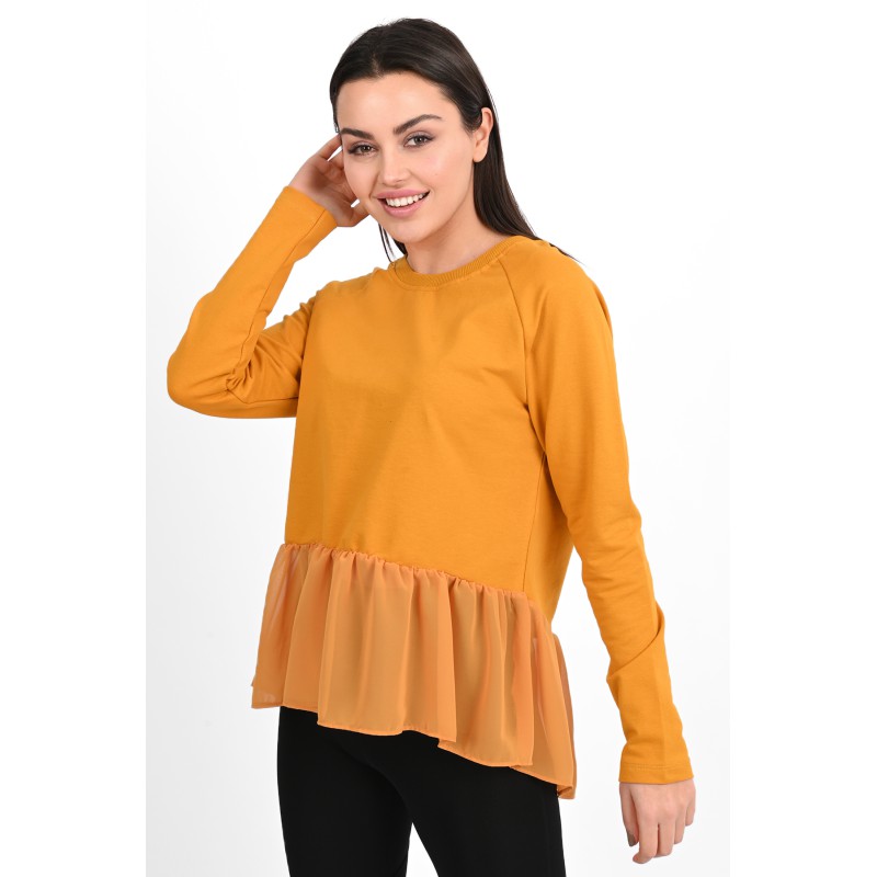 Bluza dama bumbac volan tull 1443