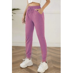 Pantalon dama bumbac uni cu siret 6149