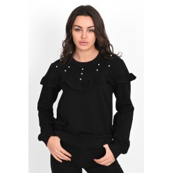 Bluza dama bumbac volan cu perle 1447-23