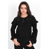 Bluza dama bumbac volan cu perle 1447-23