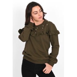 Bluza dama bumbac volan cu perle 1447-23