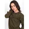 Bluza dama bumbac volan cu perle 1447-23
