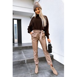 Pantalon dama piele ecologica cordon 6151