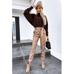 Pantalon dama piele ecologica cordon 6151