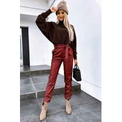 Pantalon dama piele ecologica cordon 6151