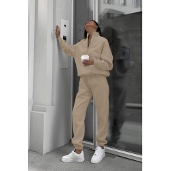 Trening dama bumbac vatuit cu fermoar si gluga 3614