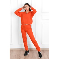 Trening dama bumbac vatuit cu gluga si capse 3587