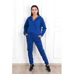 Trening dama bumbac vatuit cu gluga si capse 3587