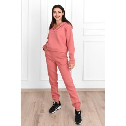 Trening dama bumbac vatuit cu gluga si capse 3587