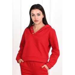 Trening dama bumbac vatuit cu gluga si capse 3587